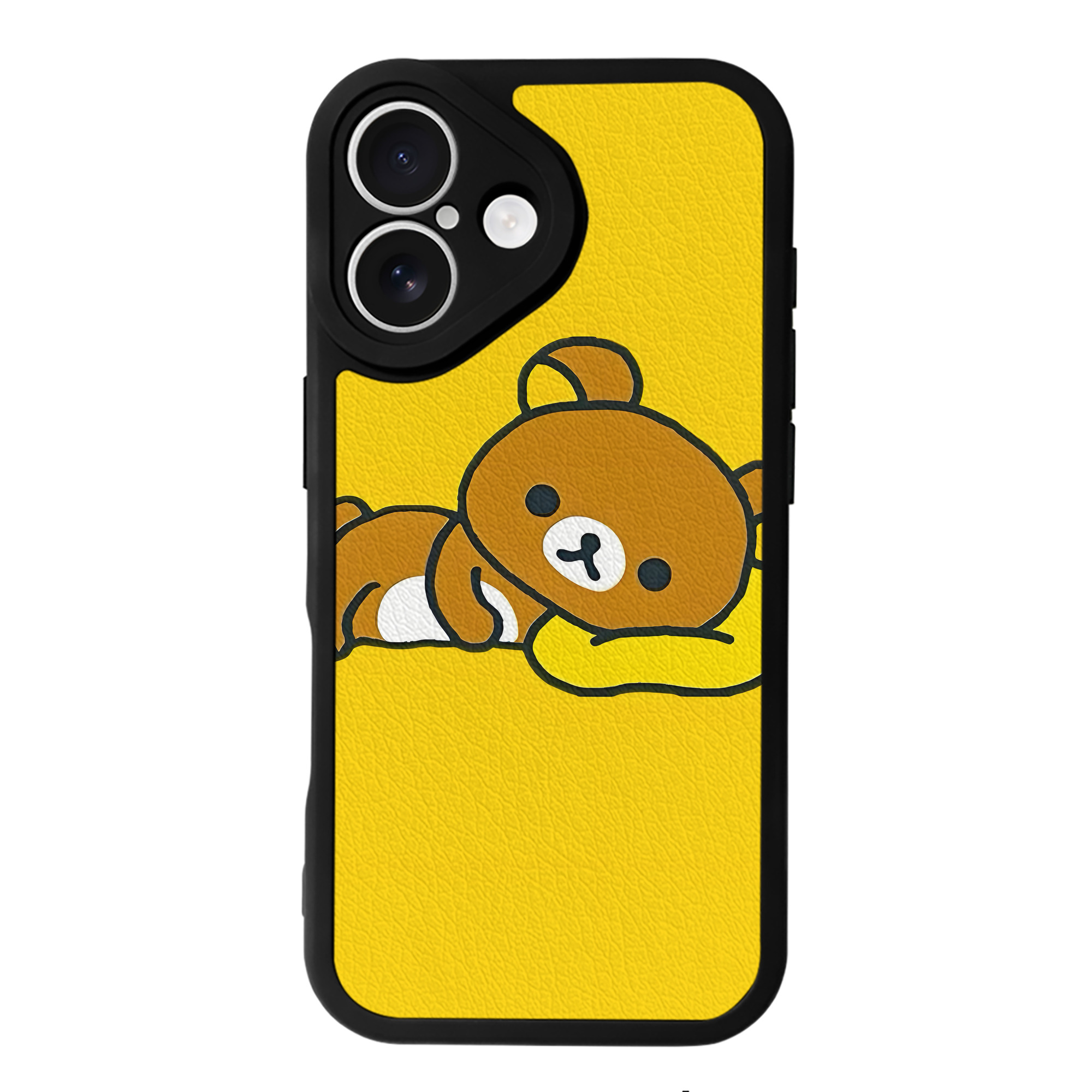 （画像用） リラックマ リラックマ キイロイトリ Rilakkuma Korilakkuma Kiiroitori 【iPhone 16シリーズ対応】シリコンスマホケース（レザー調） 材質：シリコン